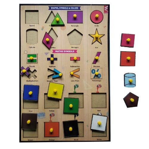 Extrokids Wooden Shape Symbol and Colours Wooden Educational Puzzle-12*18 inch-12*18 inch - EKW0046