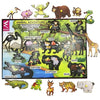 Extrokids Wooden Educational Jungle theme Animal Learning Educational Knob Tray-12*18 inch - EKW0048