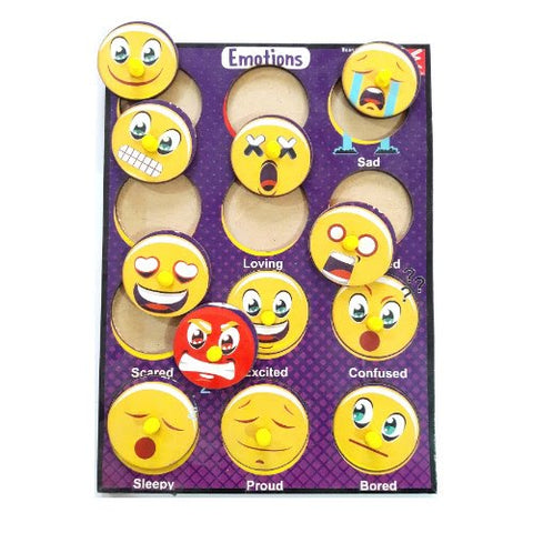 Extrokids Wooden Emotions learning Educational Knob Tray-12*9 inch - EKW0051