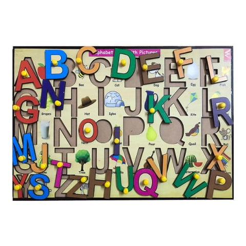 Extrokids Wooden Capital Alphabet learning Educational Knob Tray-12*18 inch - EKW0055
