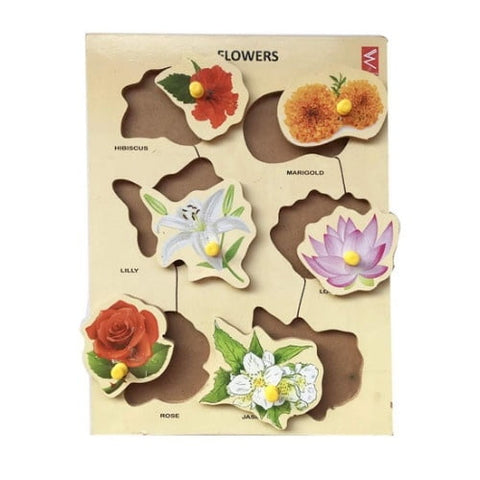 Extrokids Wooden Flower learning Educational Knob Tray - EKW0059