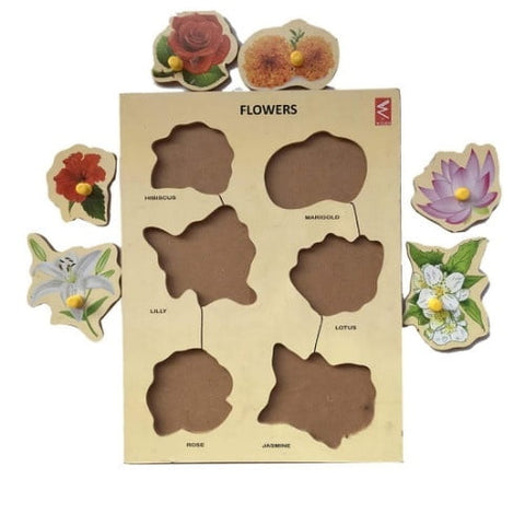 Extrokids Wooden Flower learning Educational Knob Tray - EKW0059