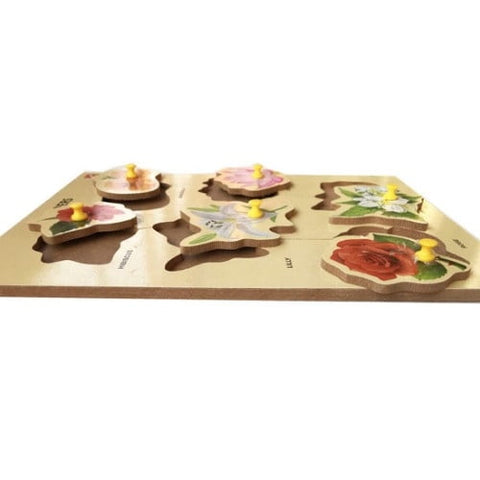 Extrokids Wooden Flower learning Educational Knob Tray - EKW0059