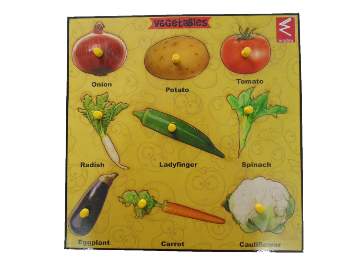Wooden Vegetable Learning Educational Knob Tray - EKW0087