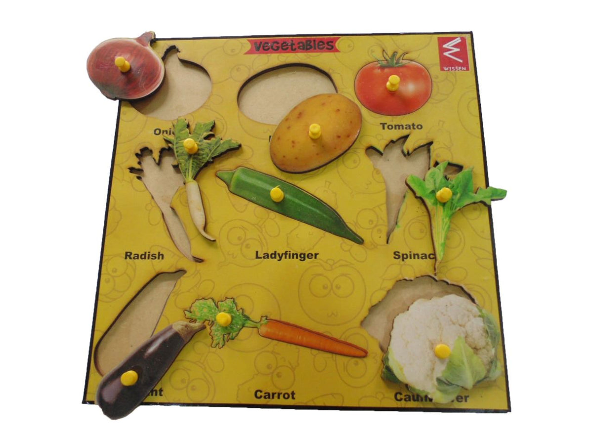 Wooden Vegetable Learning Educational Knob Tray - EKW0087