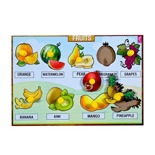 Wooden Fruit Learning Educational Knob Tray - EKW0088