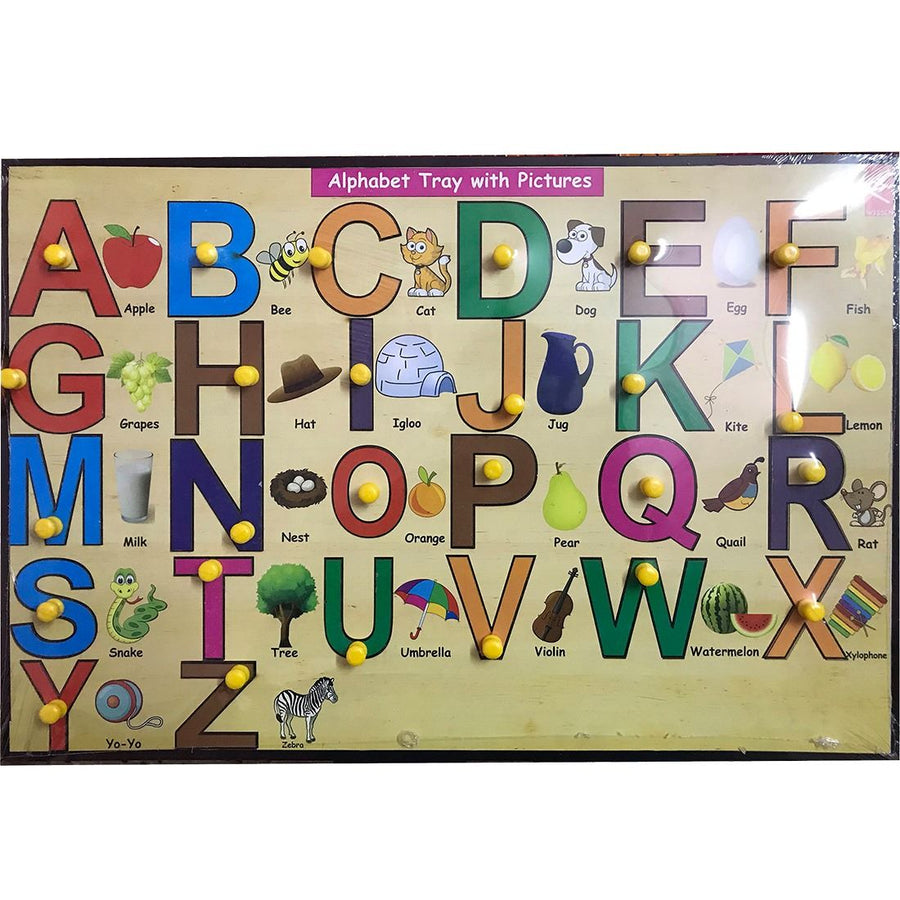 Wooden Capital Alphabet  learning Educational Knob Tray-12*18 inch - EKW0094