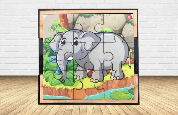 Wooden jigsaw Puzzle- 6*6 inch-Elephant Theme - EKW0107