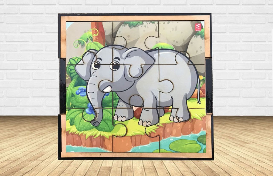 Wooden jigsaw Puzzle- 6*6 inch-Elephant Theme - EKW0107