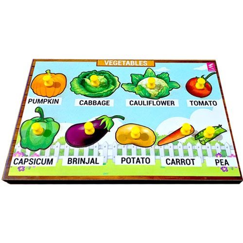 Wooden Vegetables Learning Knob Educational tray -Economy - EKW0114