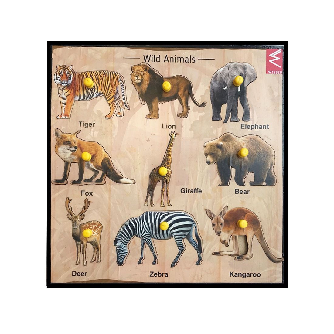 Wooden Wild Animals Educational learning Tray – 12*12 inch - EKW0115