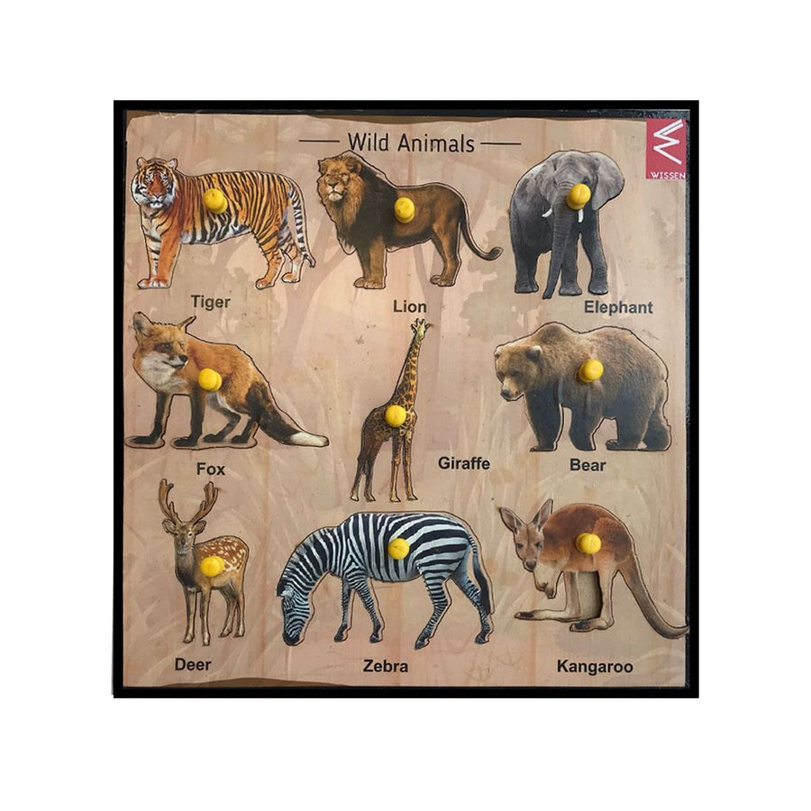 Wooden Wild Animals Educational learning Tray – 12*12 inch - EKW0115