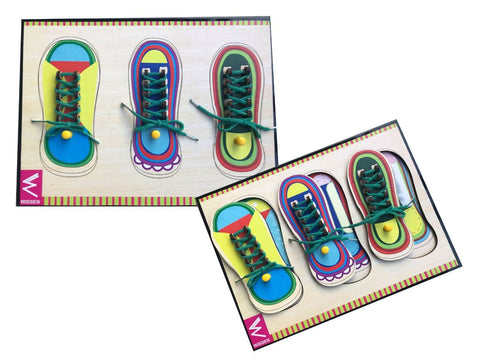Shoe Lacing Educational Knob Tray - EKW0125