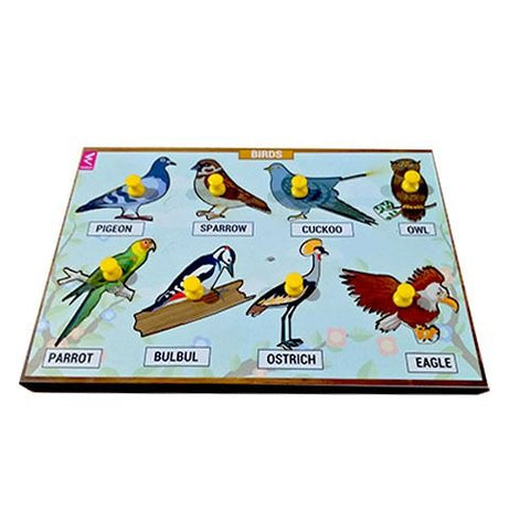 Wooden Birds Learning Knob Educational tray -Economy - EKW0128