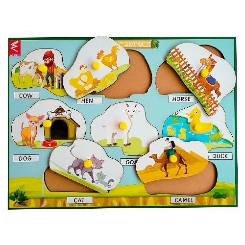 Domestic Animals Learning Peg Board Puzzle 12*9 inch - EKW0137