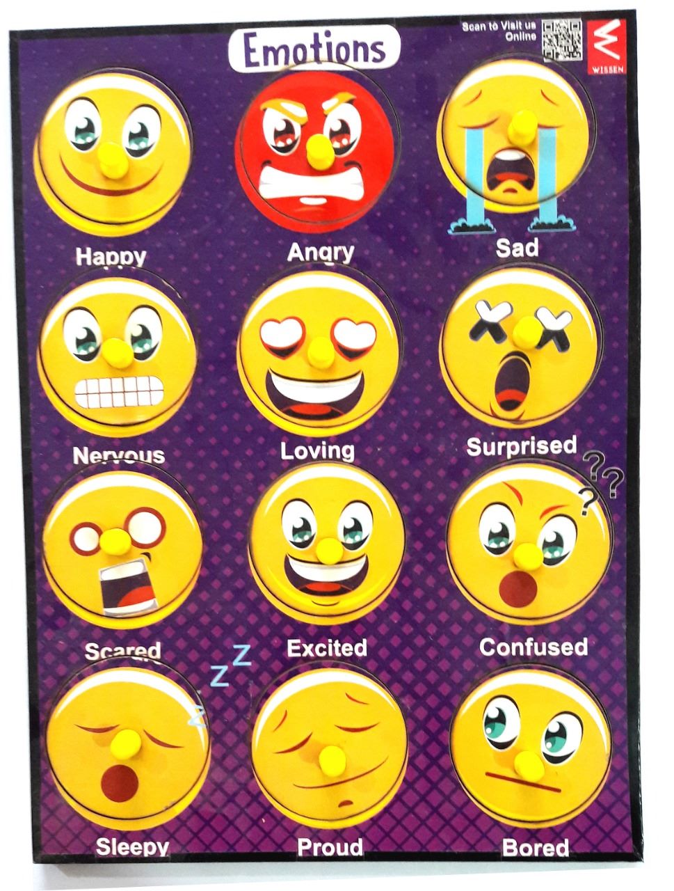 Wooden Emotions learning Educational Knob Tray-12*9 inch - EKW0139