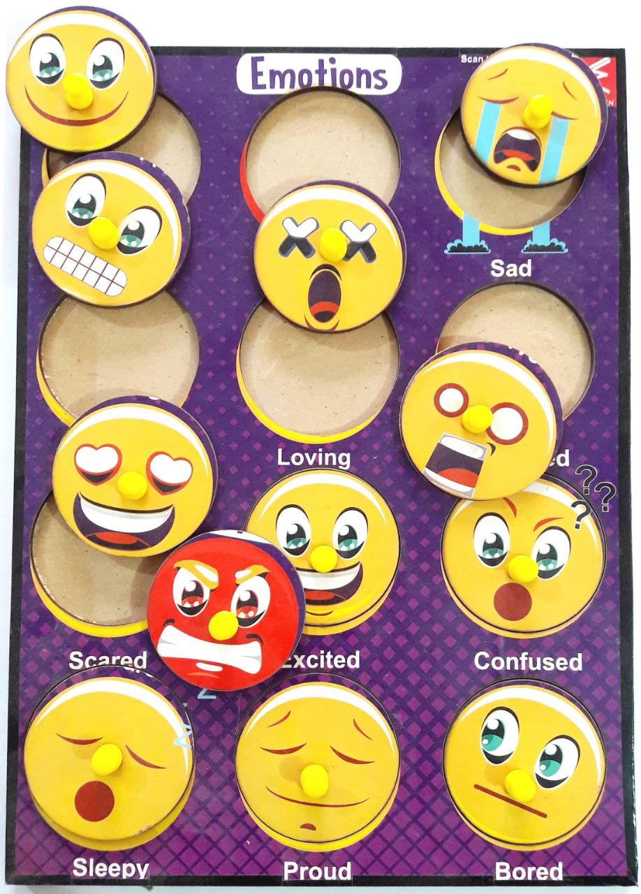 Wooden Emotions learning Educational Knob Tray-12*9 inch - EKW0139