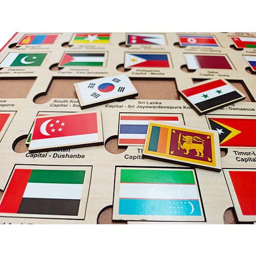 Asia Countries, Capital and Flag Learning Educational Puzzle-12*18 inch - EKW0147
