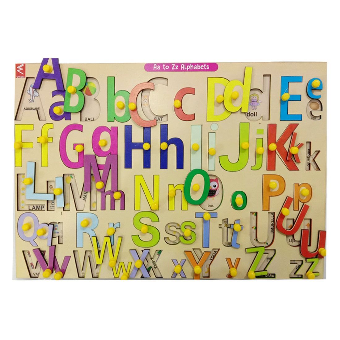 Wooden Capital and Small Alphabet learning Educational Knob Tray-12*918 inch - EKW0160