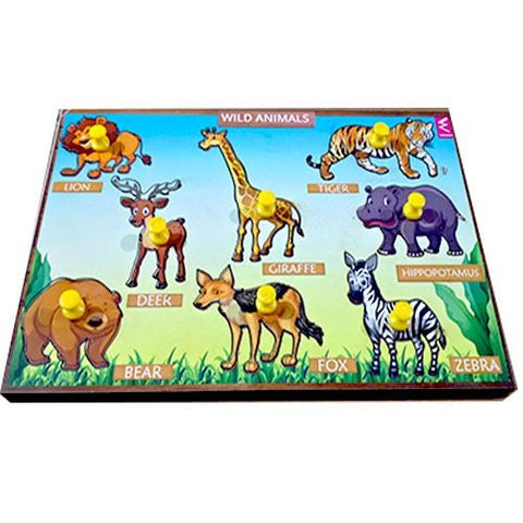 Wooden Wild Animals Learning Knob Educational tray - - EKW0165