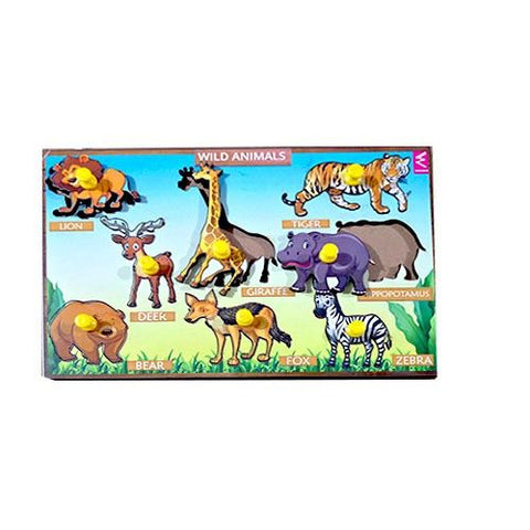 Wooden Wild Animals Learning Knob Educational tray - - EKW0165