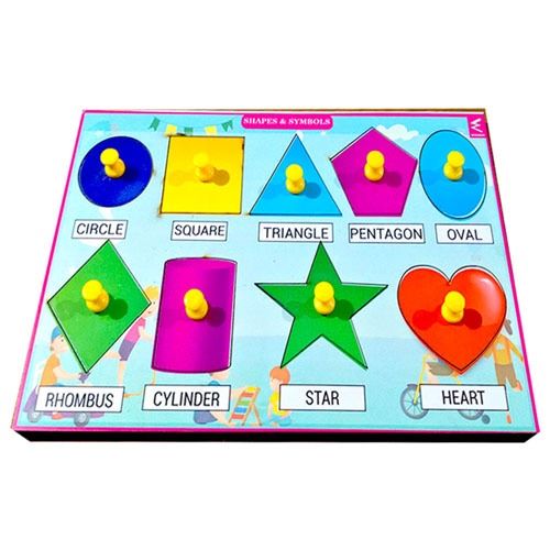 Wooden Shapes and Symbols Learning Knob Educational tray -Economy - EKW0166