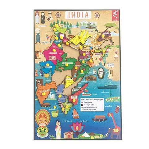 Wooden india map learning educational jigsaw board for kids - EKW0245