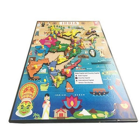 Wooden india map learning educational jigsaw board for kids - EKW0245