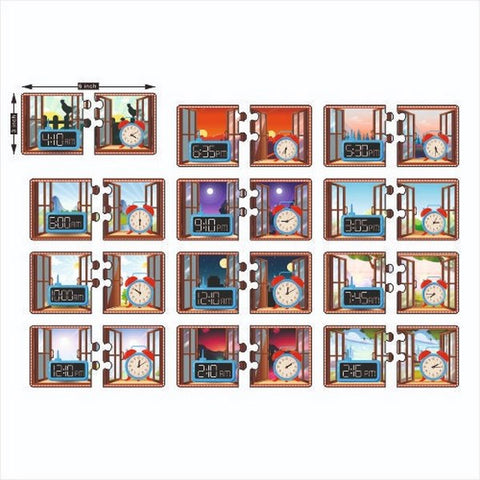 Time matching puzzle set of 12 time matching shapes combinations - EKW0246