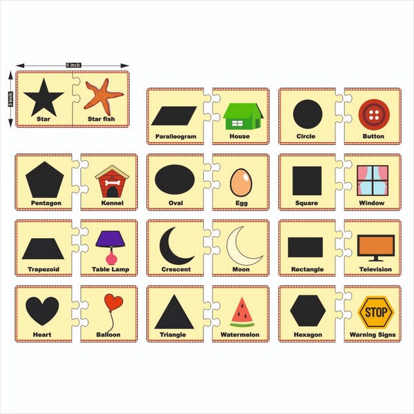 Shapes matching puzzle set of 12 matching shapes combinations - EKW0253