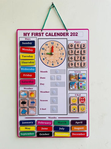 Wooden my first calendar with Velcro wall chart - EKW0254