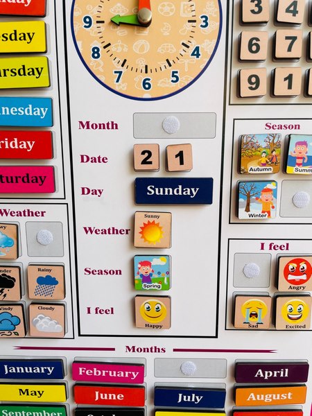 Wooden my first calendar with Velcro wall chart - EKW0254 – Extrokids