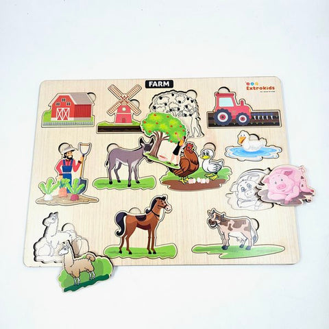 Extrokids Wooden Farm Theme Puzzle - EKW0264