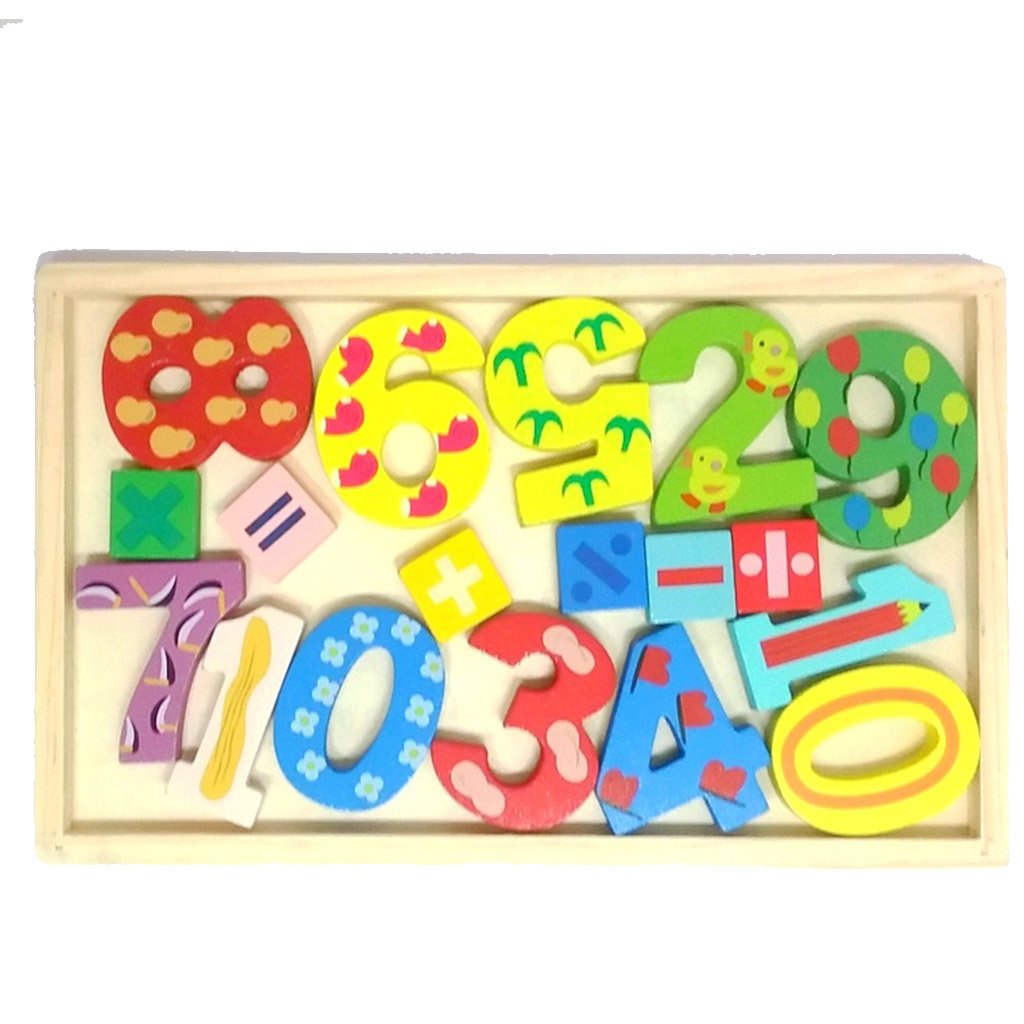 Wooden Chunky Numbers with tray - EKT0112